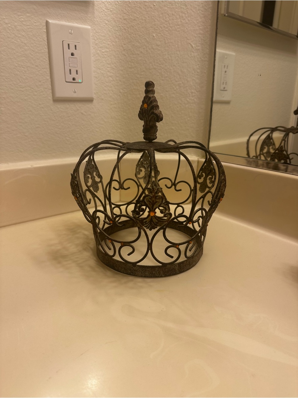 Rustic Brown Metal Decorative Crown Accent - Picture 5 of 5